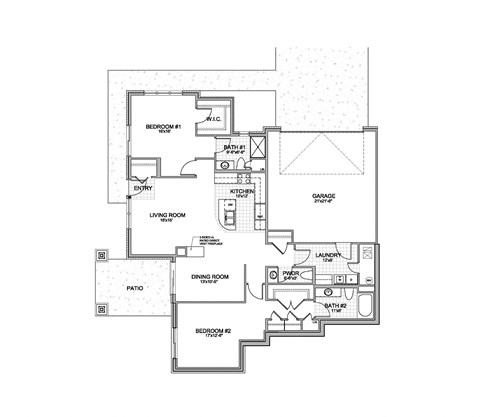 the 2-bedroom Wright townhome floorplan at Grand Legacy in West Omaha, NE